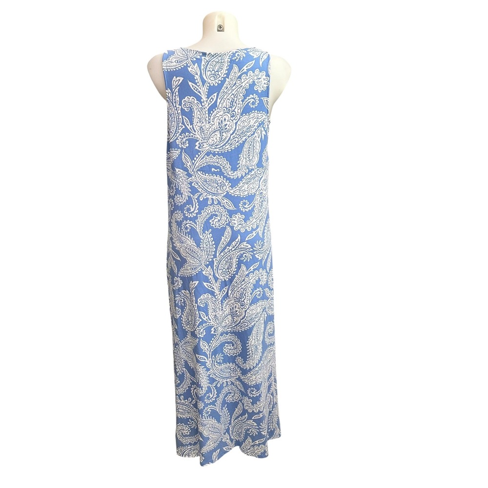 J.jill Wearever Maxi Tank Dress In Blue Jay Paisley Print XS $110 srp Side slit - Picture 6 of 10